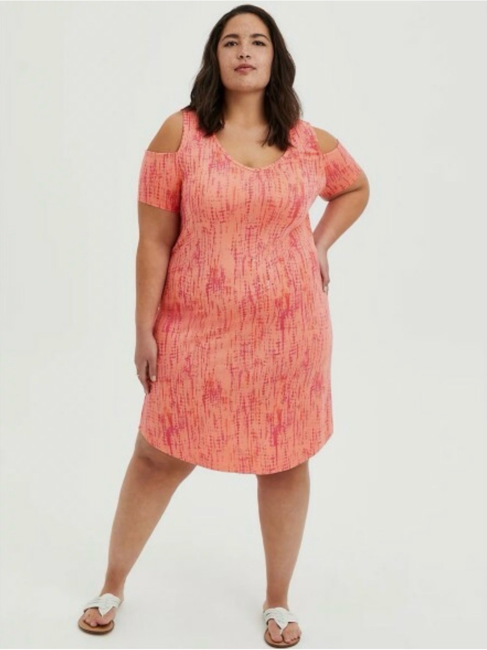 Torrid tie dye coral cold shoulder dress 1X NWT